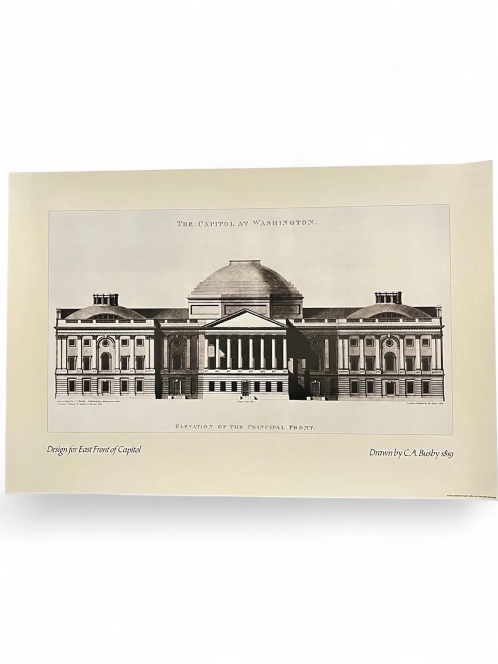 Vintage 80s Architecture Rendering Poster: East Front of Capitol Washington DC